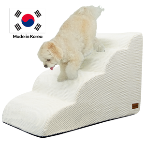 Modern Lightweight Joint Care Dog Stairs 4 <b>Step</b> Ivory AMP-4-IV Indoor Fabric Non Slip Removable - Product Image 1