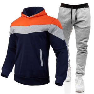 Survêtement noir personnalisé, jogging, sweat-shirt chaud et doux, en coton, gris, pour hommes - Product Image 2