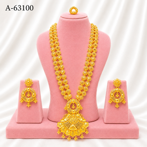 MOLL JEWELLERS - Juego de Collar de Novia de Diseño Elegante para Mujer, Chapado en Oro de 24K, con Circonitas, Joyería Nupcial India A-63098 - Product Image 4