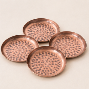 Handmade Hammered Pure <b>Copper</b> Coaster Set Of 4 for Drink Coffee Tea Mug Luxury Decorative Metal <b>Table</b> Mats And Pads For Home Bar - Product Image 6
