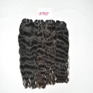 Extensiones de Cabello Humano Remy Indio con Ondas Suaves, Textura Ondulada Fluida, Color Negro Natural, Trama Sólida con Puntas Intactas, Tejido a Máquina - Product Image 5