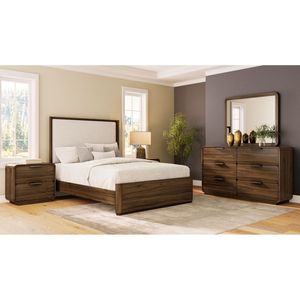 Cama Queen Tapizada en Nogal, Muebles Elegantes Tapizados - Product Image 2