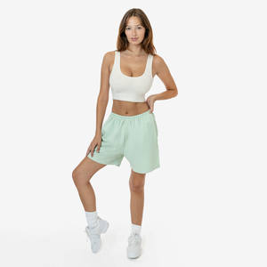 Shorts en molleton français pour femme, imprimé léopard, logo personnalisé, séchage rapide, respirant, en coton, vêtements de sport pour femme - Product Image 1
