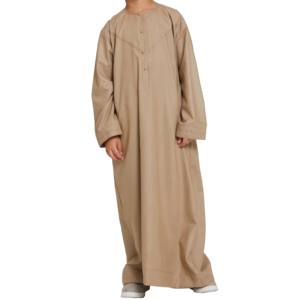 ชุดเด็กมุสลิมแบบเรียบง่ายสไตล์ไฮสตรีท  ชุดคลุมยาวแบบติดกระดุมด้านหน้า  ไซส์ใหญ่  ผ้าฝ้ายระบายอากาศได้ดี  เสื้อผ้าเด็กเข้าชุดกัน - Product Image 6