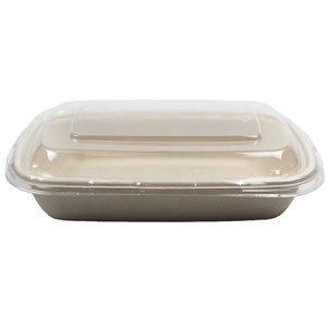 New 1000Ml Sugarcane Bagasse Biodegradable Disposable <b>Takeaway</b> Food Packaging Box with Lid Unbleached Anti Leak Food <b>Containers</b> - Product Image 1