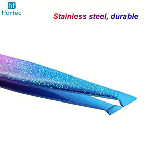Pince à épiler sourcils professionnelle multicolore effet plasma, à pointe inclinée en acier inoxydable, outil de beauté haute précision pour l'épilation - Product Image 2