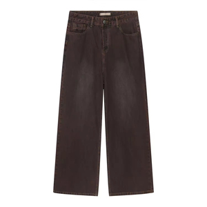 Vaqueros anchos de mujer en verde lavado, de cintura alta, holgados, rectos, de mezclilla, estilo urbano - Product Image 4