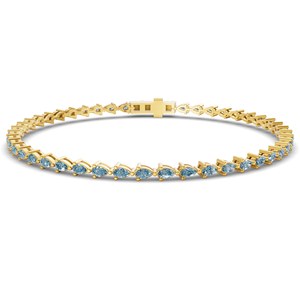 Bracelet tennis original en or avec diamants de laboratoire bleu glace taille poire Serene, 3 carats au total. Bracelet en diamant véritable en or 10 carats - Product Image 3