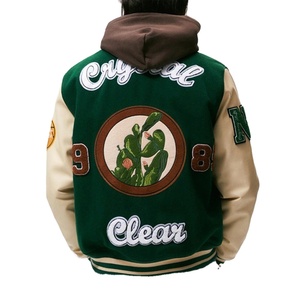 Veste universitaire d'hiver en laine de haute qualité, personnalisable en gros, avec manches en cuir, style hip-hop écologique, doublure matelassée et poches - Product Image 2