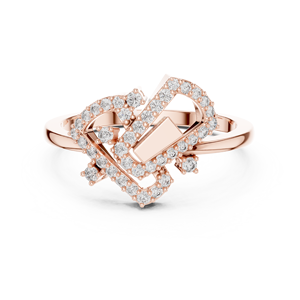 Anillo de Diamantes Cultivados en Laboratorio, Corte Redondo, para Mujer, en Oro Rosa de 18 Quilates con Baño de Rodio, Moderno, para Compromiso, Fiesta, Boda, Uso Diario - Product Image 1