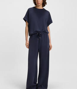 Elegante Conjunto Deportivo Azul Marino de Manga Corta y Pantalón con Logotipo Personalizado, Ropa Deportiva Perfecta para Mujer, Otoño Invierno - Product Image 3