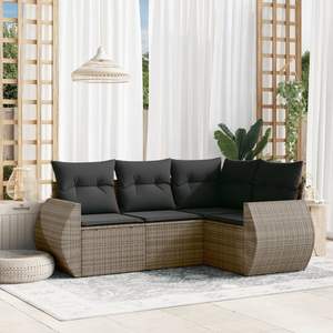 Conjunto de Sofás Modulares Grandes de Ratán PE Gris para Jardín, Colección Premium de Muebles Modulares para Exteriores - Product Image 1