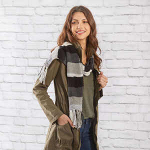 Écharpe tricotée à la mode pour femmes, douce et chaude, épaisse, pour l'hiver, écologique, jacquard, à franges, écharpe tricotée pour femmes - Product Image 2