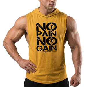 Débardeur de musculation personnalisable pour hommes avec capuche et emmanchures profondes, idéal pour la musculation et le fitness – Vente en gros - Product Image 1