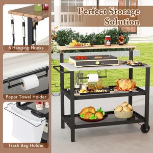 Carrello da Cucina con Ruote, Tavolo Pieghevole e Ganci - Product Image 5
