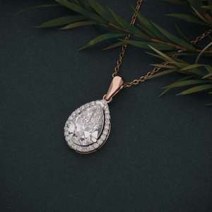 แหวนเพชรทรงลูกแพร์เพาะเลี้ยงสีทอง สามจุด หรูหรา แหวนหมั้นผู้หญิง แหวนเพชรผู้หญิง ขายส่งจากผู้ผลิตโดยตรง - Product Image 3