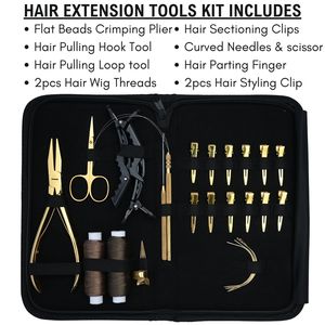 Hair Extension Salon Tools <b>Set</b> for Wholesale Use with Flat Beads Crimper Loop Hook Tool C Needles Wig Threads Parting Clips - Product Image 2