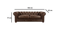 Canapé Chesterfield moderne européen à deux places, capitonné, en cuir véritable brun pleine fleur, mobilier de salon