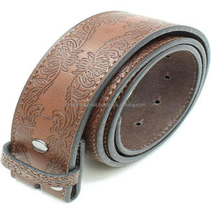 Sangle de ceinture d'outillage en cuir occidental gaufré floral sculpté à la main entièrement cousue sur mesure avec bouton-pression interchangeable pour boucle - Product Image 4