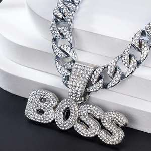 <b>Silver</b> Color Iced Out Letter Pendant Necklace Cubic Zirconia Chain Link <b>Choker</b> Custom Name Jewelry for Party Gift - Product Image 2