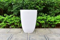 Pot Bunga Putih untuk Taman dan Patio, Ringan, Tahan Lama, Modern Klasik, Lapisan Semen, Grosir