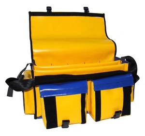 Yellow And Blue Multi-Pocket Tool Bag With Adjustable Straps And Organizer Pockets For Workshop Use - Product Image 3
