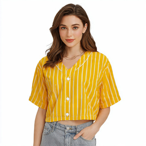 Camiseta Deportiva Corta de Béisbol Personalizada para Mujer, Camiseta de Béisbol de Manga Corta con Rayas para Mujer - Product Image 3