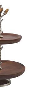 Soporte de pastel de madera de 2 niveles con base de metal plateado con diseño de hoja de roble, bandeja de servir escalonada, soporte decorativo para pastel para fiestas de té y decoración del hogar. - Product Image 3