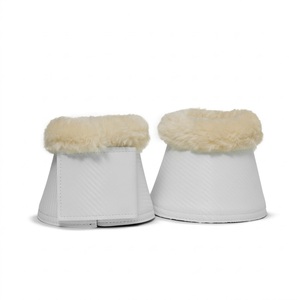 Bottes de soutien pour chevaux OEM avec garniture en fausse fourrure blanche, en similicuir de couleur unie, avec sangle Velcro, paire - Product Image 4