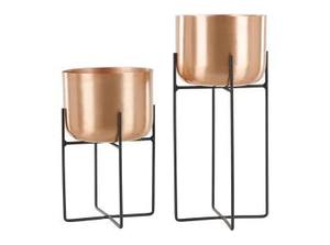 Pot de fleurs en métal scandinave contemporain avec support, pot décoratif d'intérieur pour la décoration du salon ou du bureau - Product Image 5