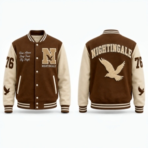 Custom Logo High Quality Chenille Embroidery Patchwork <b>Winter</b> Bomber Letterman Unisex Varsity <b>Jacket</b> with <b>Leather</b> Sleeves - Product Image 6