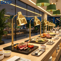 Lampe chauffante pour aliments en acier inoxydable finition or sur base en marbre noir, équipement de cuisine commercial pour hôtels et restaurants, chauffe-plats pour buffet