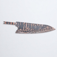 Lame de couteau de chef en acier Damas à motif torsadé en cuivre, lame vierge à queue cachée, fourniture pour la fabrication de couteaux DIY, vente en gros, fabricant OEM ODM