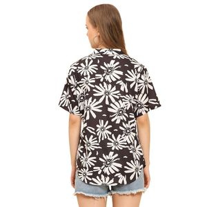 Camisa Tropical Floral para Mujer, Ligera, con Botones, Cuello en V, Informal, para Vacaciones en la Playa - Product Image 3
