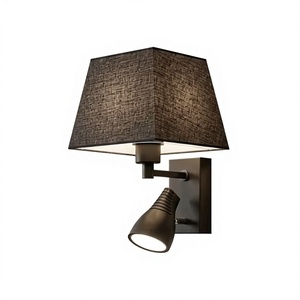 Lámpara de Pared LED de Estilo Americano Vintage con Pantalla de Tela, Garantía de 3 Años, para Sala de Estar, Dormitorio, Pasillo, Escalera - Product Image 1