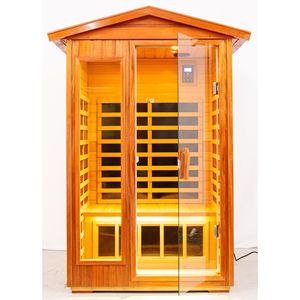 Sauna esterna per due persone in legno Khaya a infrarossi lontani (sinistra e destra) - Product Image 4