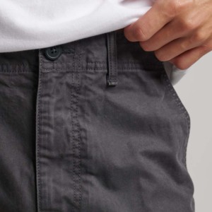 Men's Dark Gray Washed Solid Cargo Shorts 100% Cotton Canvas Breathable Mid Rise <b>Elastic</b> Waist Casual Fit Bermuda Length Pockets - Product Image 3