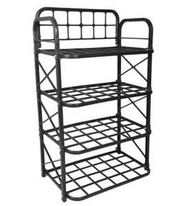 Durable 4 Tier Black Metal Shoe Rack Organizer with Multi Shelf Storage for Sneakers Loafers and Dress Shoes - Product Image 2