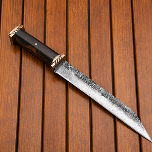 Couteau Viking Seax fait main en acier à haute teneur en carbone, lame fixe, couteau de chasse et de bushcraft avec étui en cuir, fabricant en gros - Product Image 2