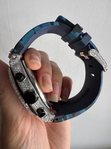 Customized Three Cronos D VVS1 Moissanite Diamond Watch for Men Luxury Half Iced Rubber Strap Analog <b>Wristwatch</b> - Product Image 3