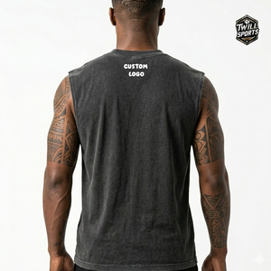OEM Custom <b>Men</b> Vintage Washed Knitted Sporty Sleeveless Oversized Fitness <b>Muscle</b> Tank <b>Top</b> Wholesale - Product Image 4
