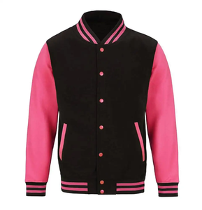 Chaqueta Varsity Azul para Hombre con Rayas Blancas en las Mangas, Estilo Urbano, Corte Regular, Material de Algodón y Poliéster, Ropa de Invierno - Product Image 3