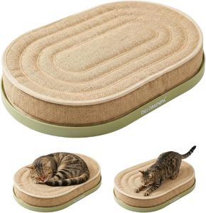 Sisal <b>Cat</b> Scratcher Lounge, 2-in-1 <b>Cat</b> Bed with Durable Base, <b>Plush</b> Foam Cushion,22"by 14" 0val nest no mess furniture protector - Product Image 1
