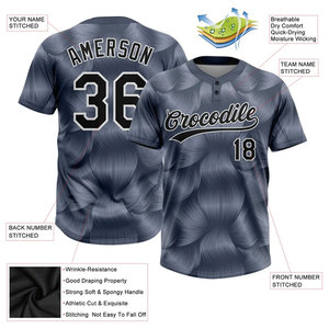 Camiseta de Béisbol Gris Personalizada Sublimada de Manga Corta con Botones al Frente, Uniforme de Softbol Transpirable Unisex - Product Image 3