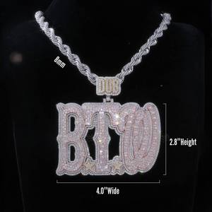 Hip Hop Jewelry Mens Iced Custom Letter Charm <b>Pendant</b> 925 Sterling <b>Silver</b> VVS Moissanite Number Name <b>Initial</b> Logo - Product Image 2