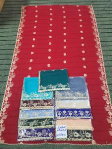 Voile en Coton Premium Respirant pour Hijab, Châle Brodé de Strass Floraux, pour Femmes Africaines Sénégalaises, Usage Quotidien - Product Image 3