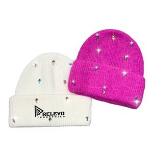 Nuevos Gorros de Punto Personalizados con Diamantes de Imitación y Cristales Brillantes, Gorros de Calle con Borde Reforzado, Unisex, 100% Poliéster de Alta Calidad - Product Image 5