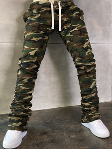 Custom Wholesale Causal Sports Camo Sweatpants Wearing Long Cargo Flare Pants With Side Pockets <b>Stacked</b> <b>Jogger</b> Trousers Man - Product Image 5