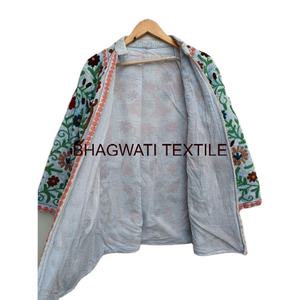 100% meilleure qualité Boho Style classique élégant Kimono veste Suzani brodé à la main coton bord brut veste courte broderie - Product Image 3