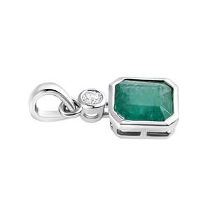 14K Gold Pear Cut <b>Emerald</b> and Diamond Dainty <b>Pendant</b> - Product Image 5